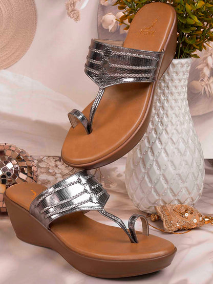 Women, Women Footwear, Grey Wedges
