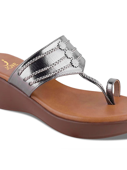 Women Grey Metallic Wedges