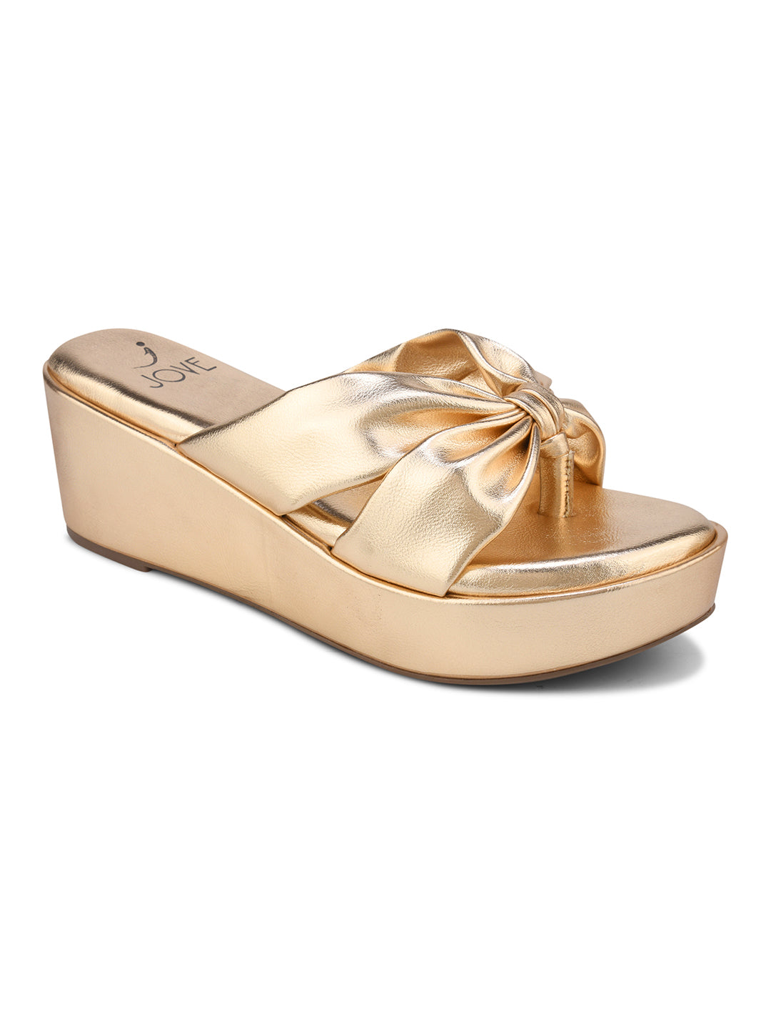Women, Women Footwear, Gold Wedges
