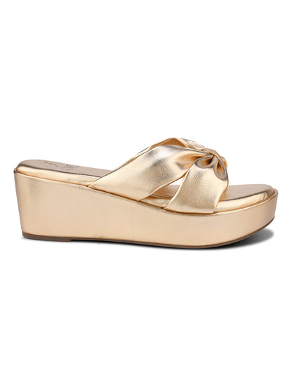 Women, Women Footwear, Gold Wedges