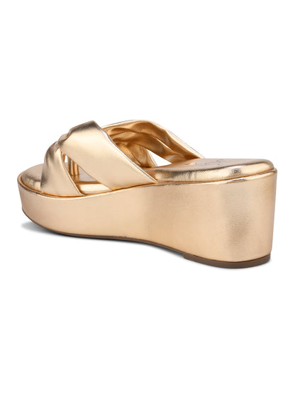 Women, Women Footwear, Gold Wedges