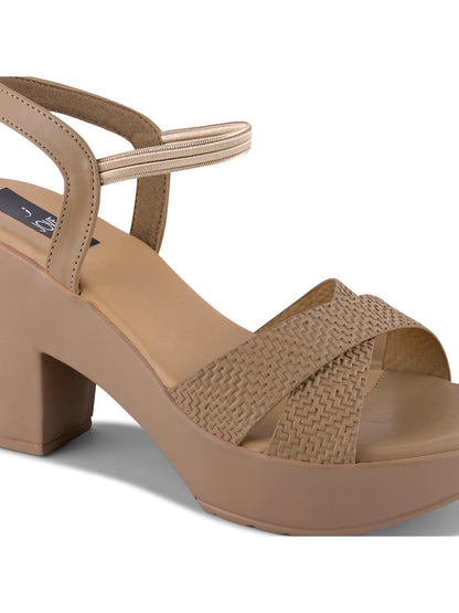 Women Beige Textured Sandals