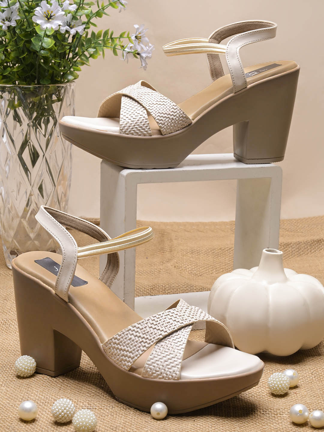Women, Women Footwear, Cream Sandals