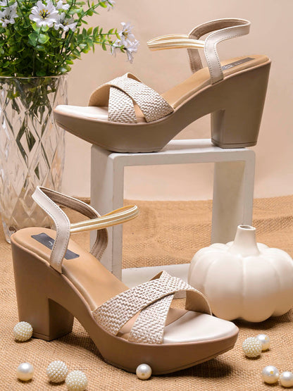 Women, Women Footwear, Cream Sandals