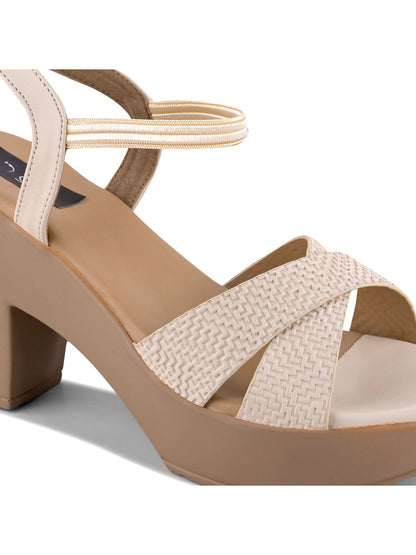Women Cream Textured Sandals