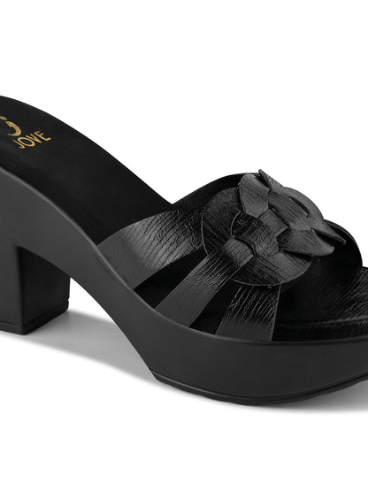 Women Black Textured Sandals