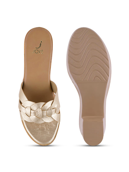 Women, Women Footwear, Gold Sandals