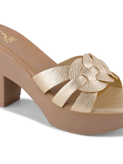 Women Gold Textured Sandals