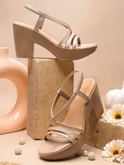 Women, Women Footwear, Beige Sandals