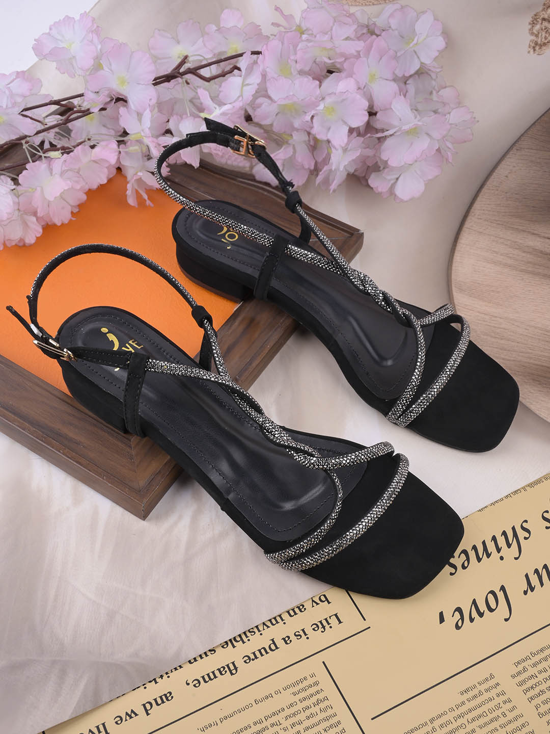 Women, Women Footwear, Black Sandals