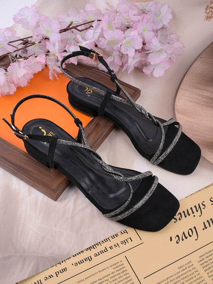 Women, Women Footwear, Black Sandals