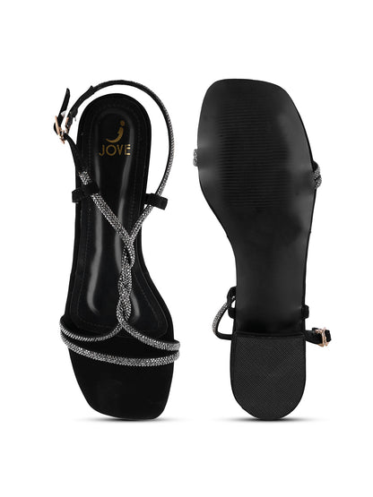 Women, Women Footwear, Black Sandals