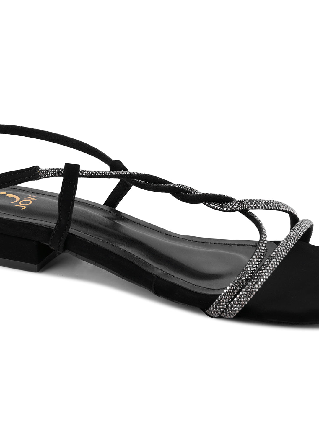 Women Black Embellished Sandals
