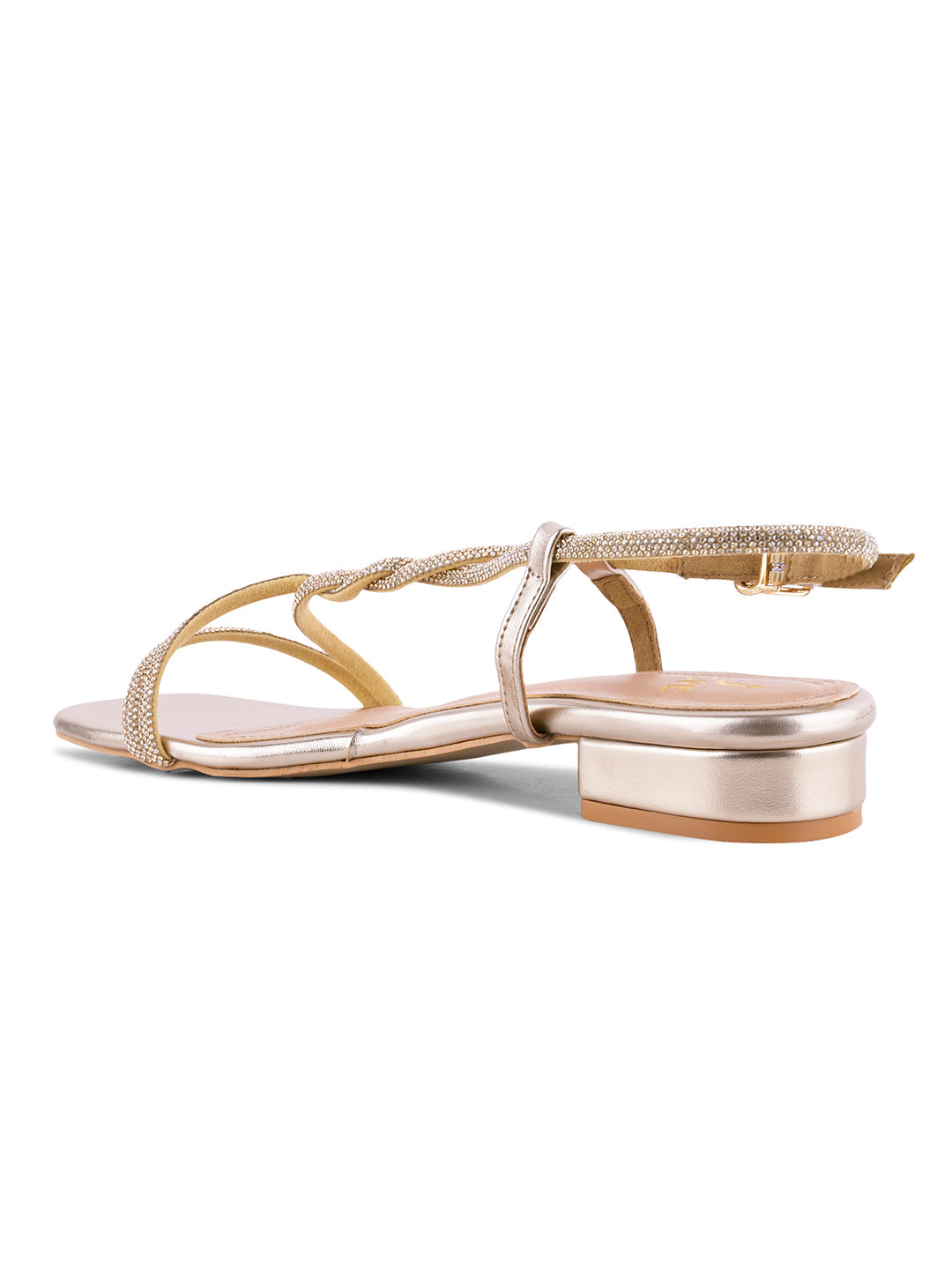Women, Women Footwear, Gold Sandals