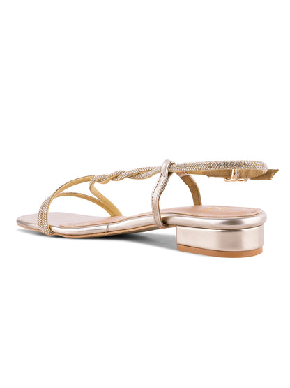 Women, Women Footwear, Gold Sandals