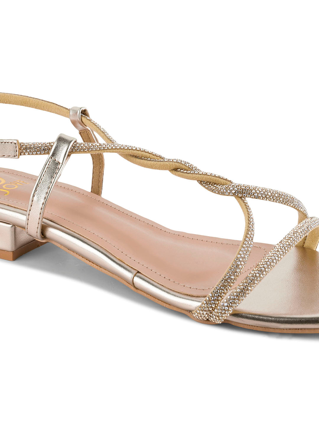 Women Gold Embellished Sandals