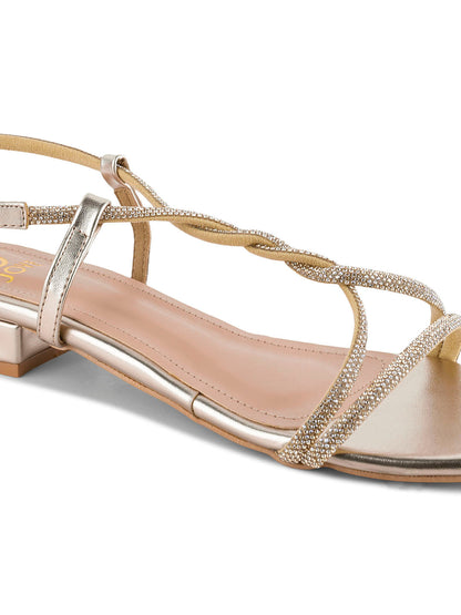 Women Gold Embellished Sandals