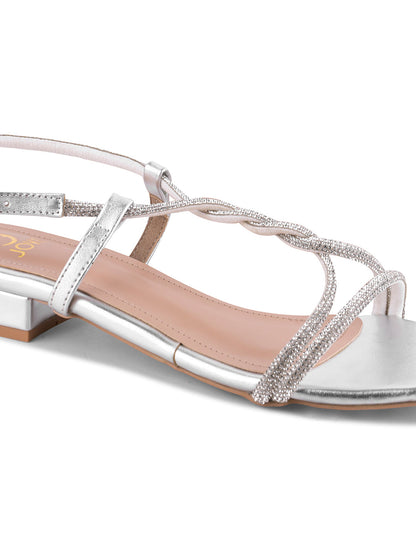 Women Silver Embellished Sandals