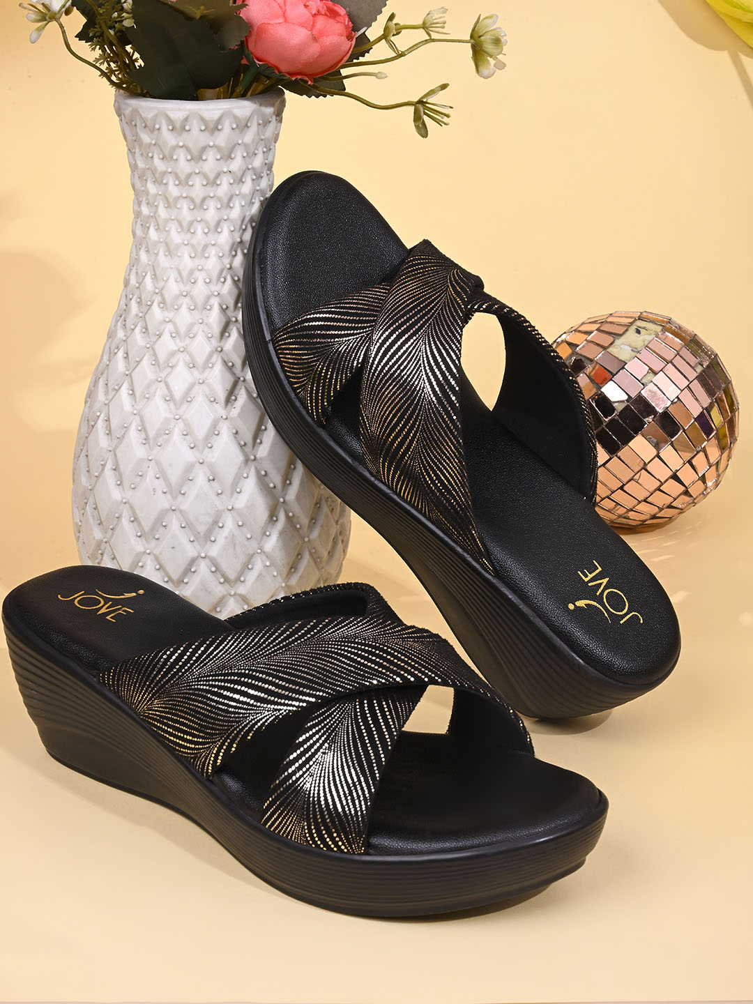 Women, Women Footwear, Gold Wedges