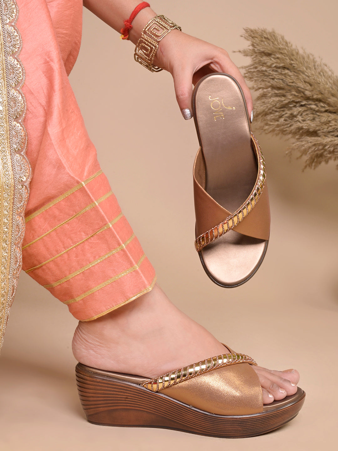 Women, Women Footwear, Copper Wedges