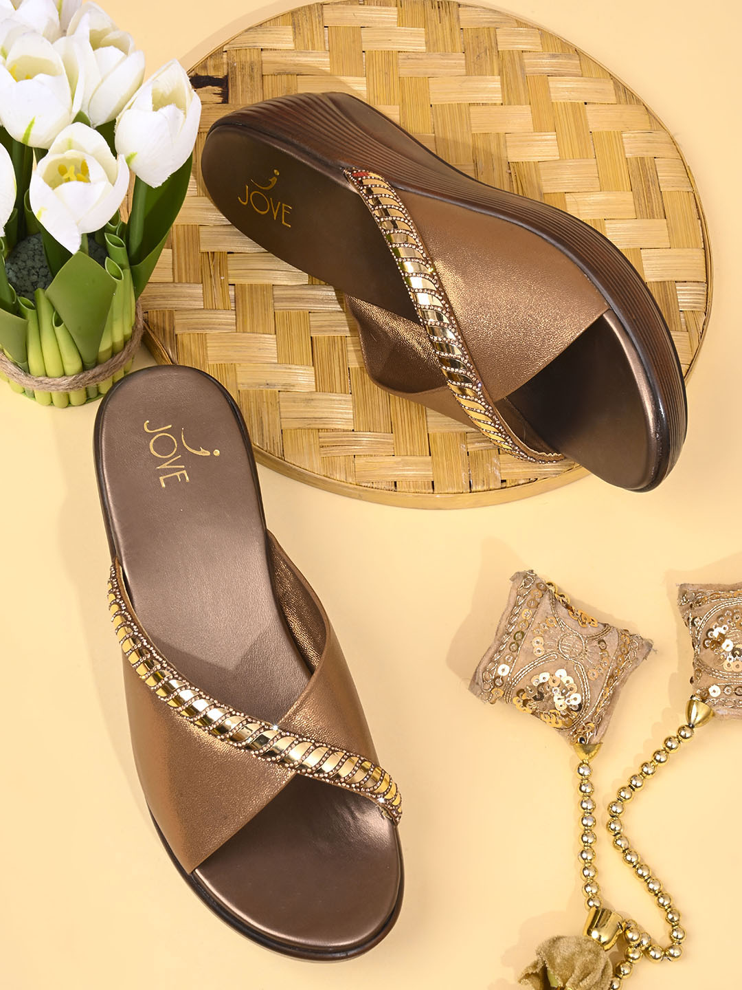 Women, Women Footwear, Copper Wedges