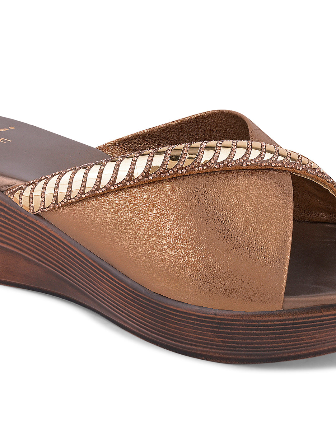 Women Copper Metallic Wedges
