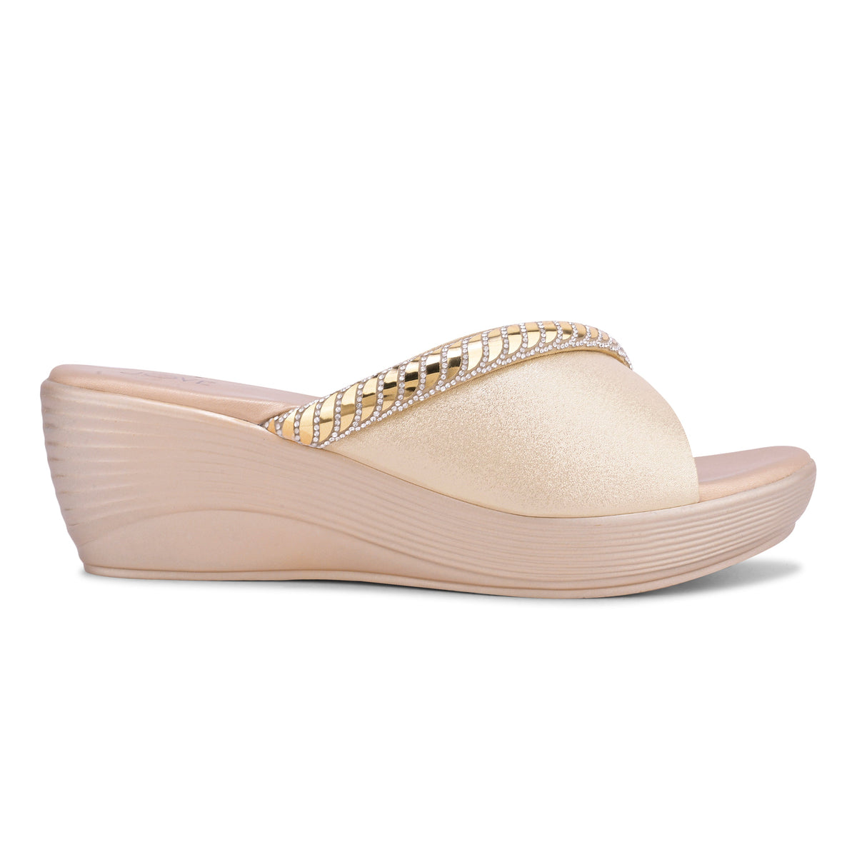 Women, Women Footwear, Gold Wedges