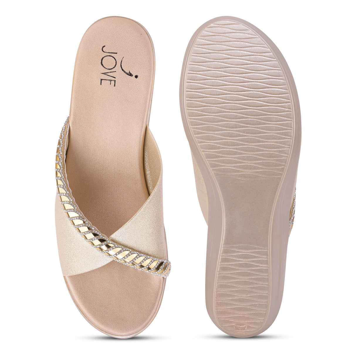 Women Gold Metallic Wedges