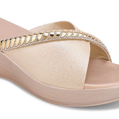 Women Gold Metallic Wedges