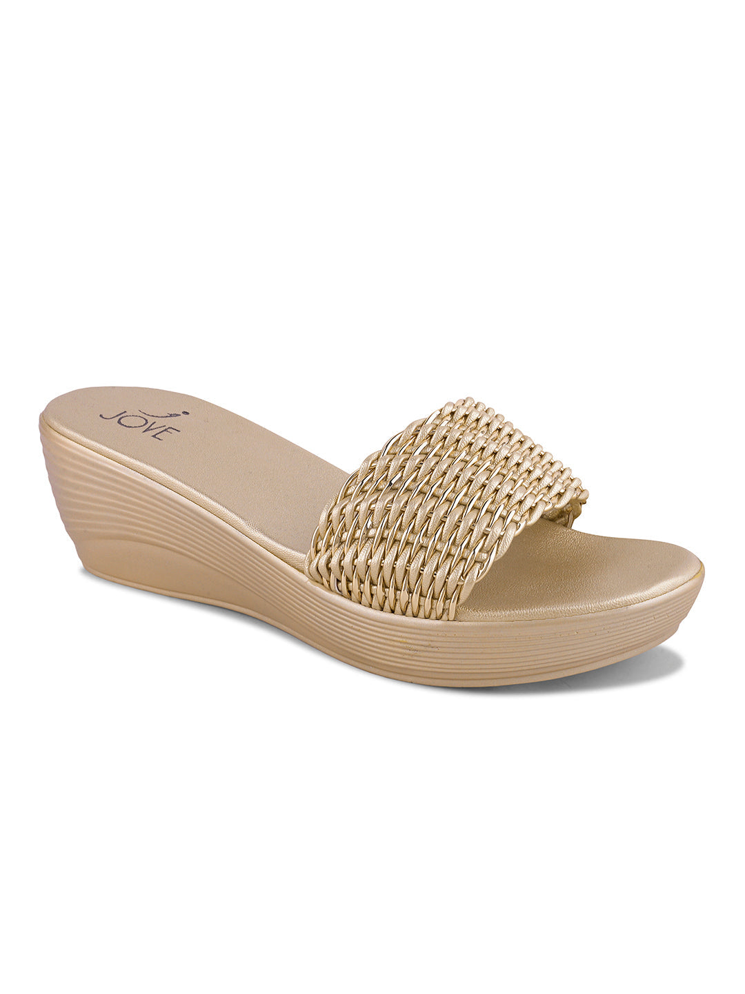 Women, Women Footwear, Gold Wedges
