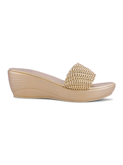 Women, Women Footwear, Gold Wedges