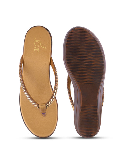 Women Copper Metallic Wedges