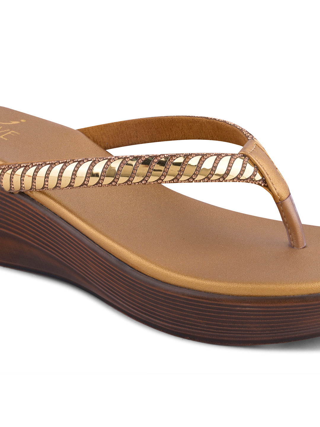 Women Copper Metallic Wedges