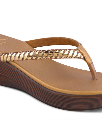 Women Copper Metallic Wedges