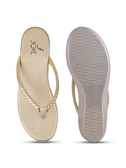 Women Gold Metallic Wedges