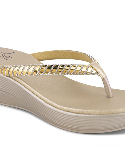 Women Gold Metallic Wedges