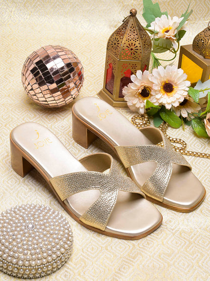 Women, Women Footwear, Gold Sandals