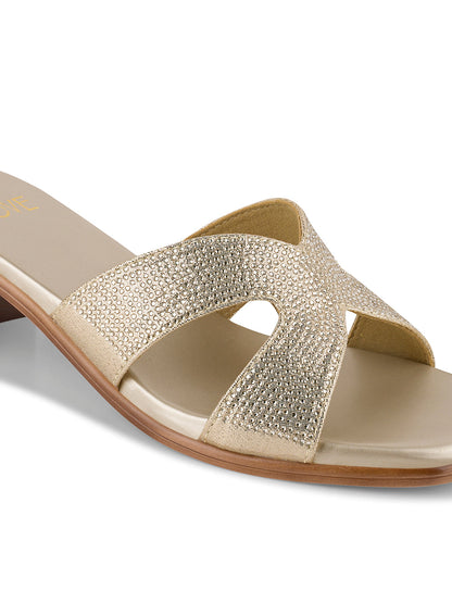 Women Gold Embellished Sandals