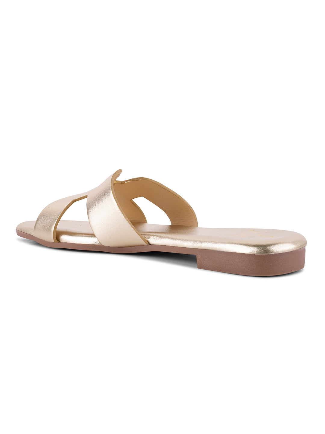 Women, Women Footwear, Gold Open Toe Flats