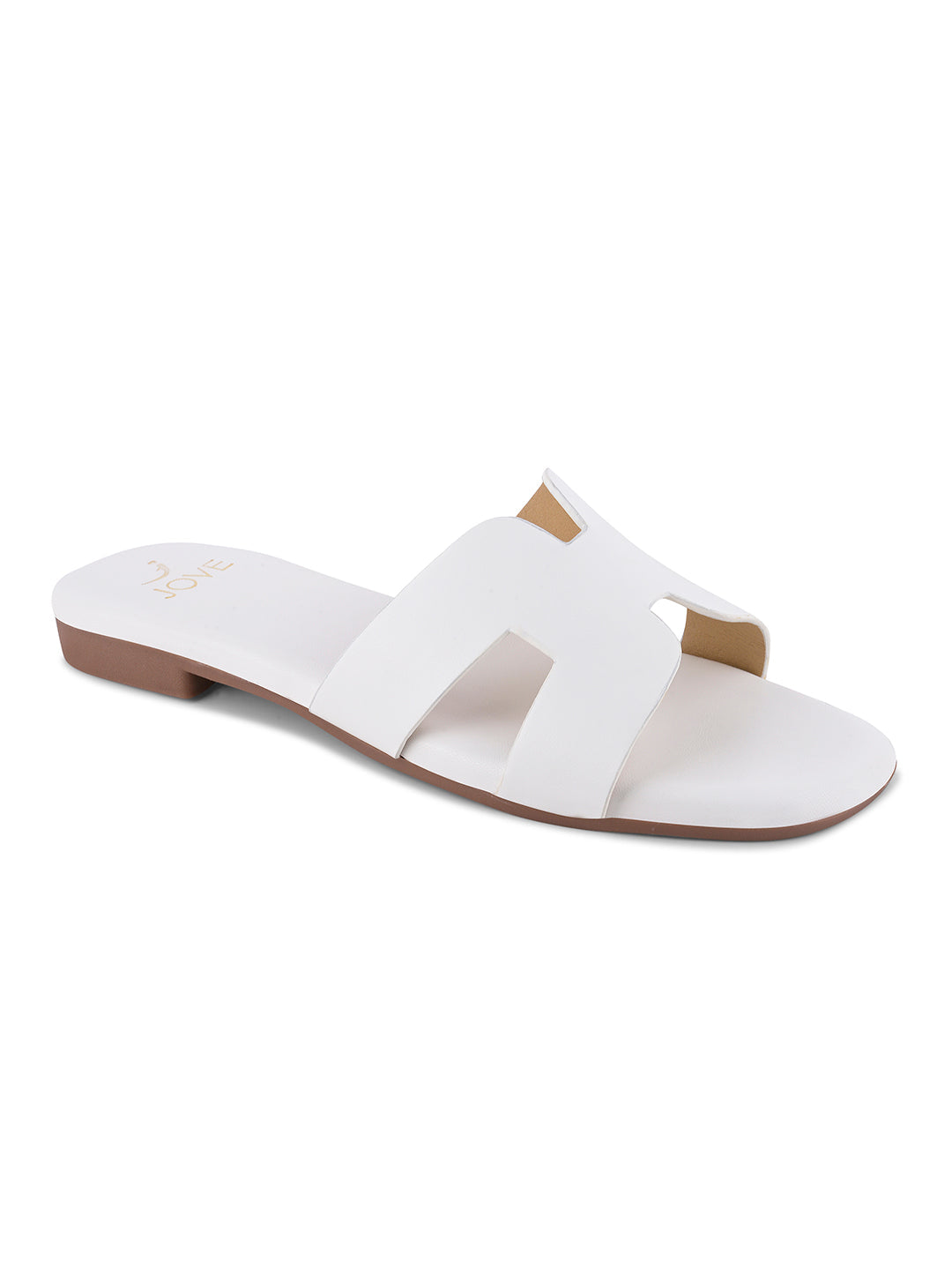 Women, Women Footwear, White Open Toe Flats