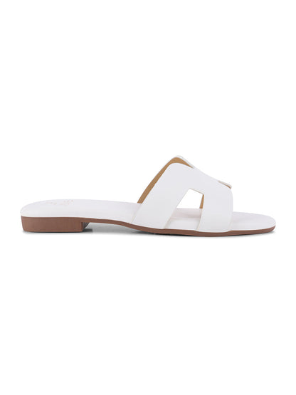 Women, Women Footwear, White Open Toe Flats