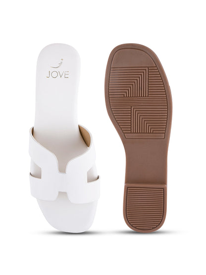 Women, Women Footwear, White Open Toe Flats