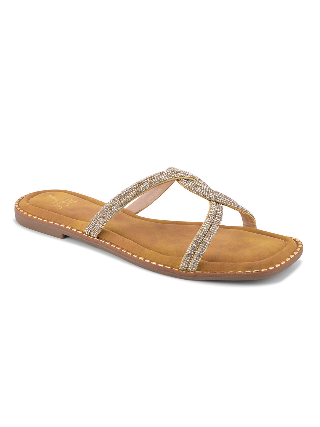 Women, Women Footwear, Gold Open Toe Flats