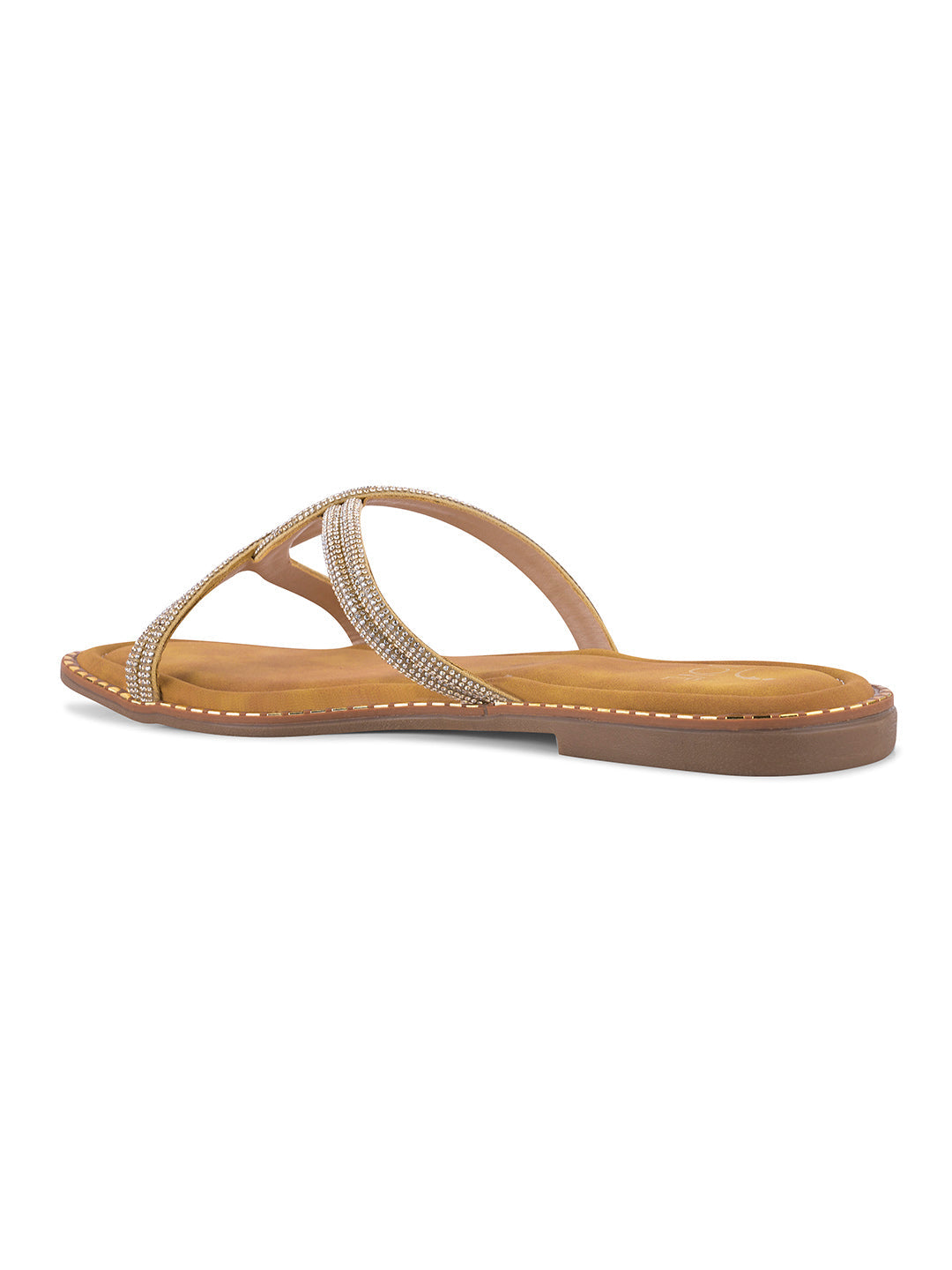 Women, Women Footwear, Gold Open Toe Flats