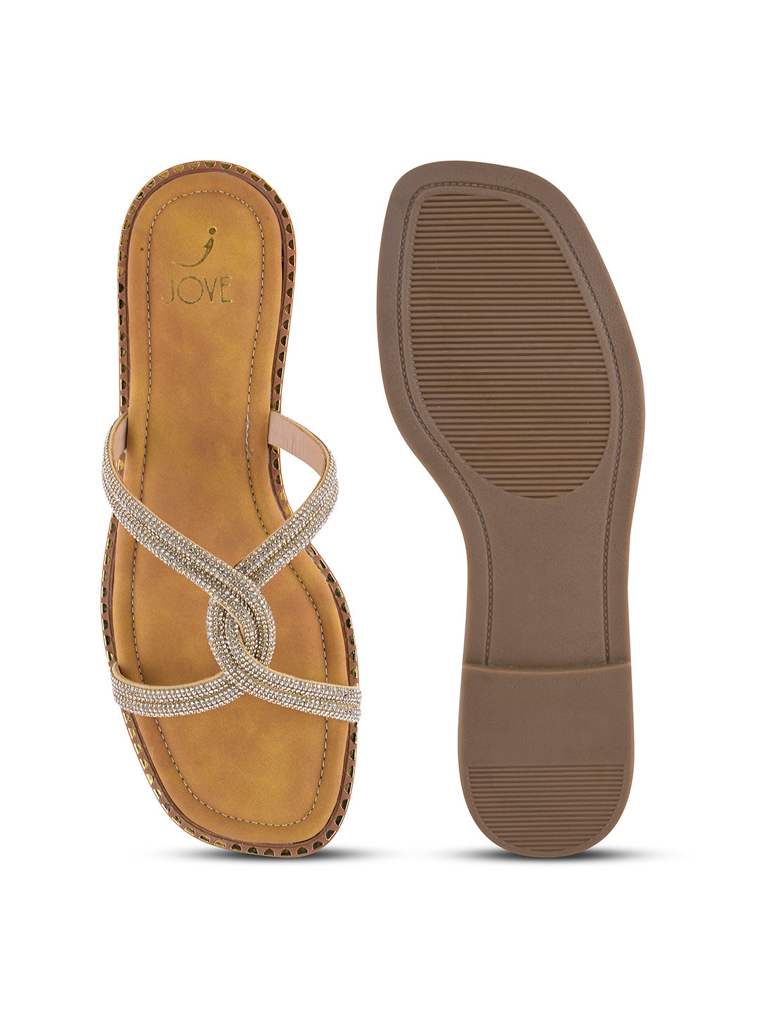 Women, Women Footwear, Gold Open Toe Flats