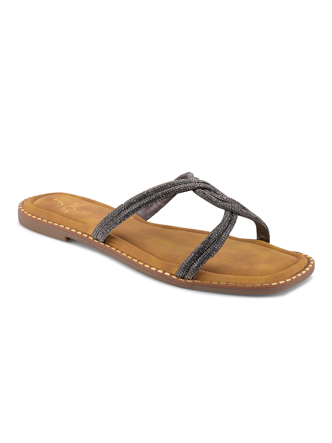 Women, Women Footwear, Grey Open Toe Flats