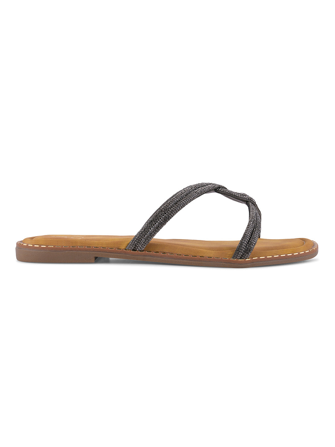 Women, Women Footwear, Grey Open Toe Flats