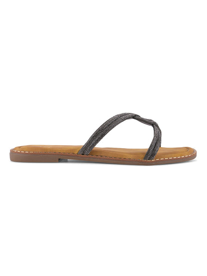 Women, Women Footwear, Grey Open Toe Flats