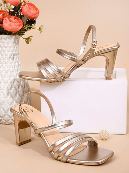 Women, Women Footwear, Gold Sandals