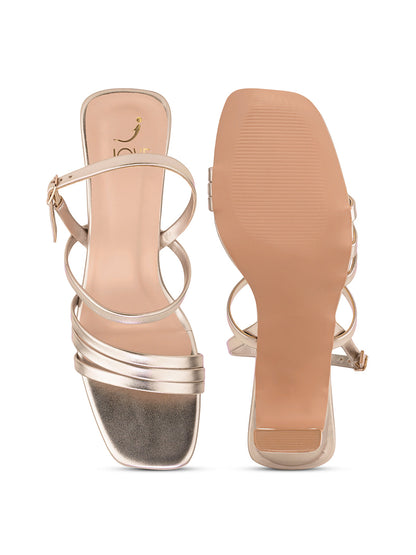 Women, Women Footwear, Gold Sandals